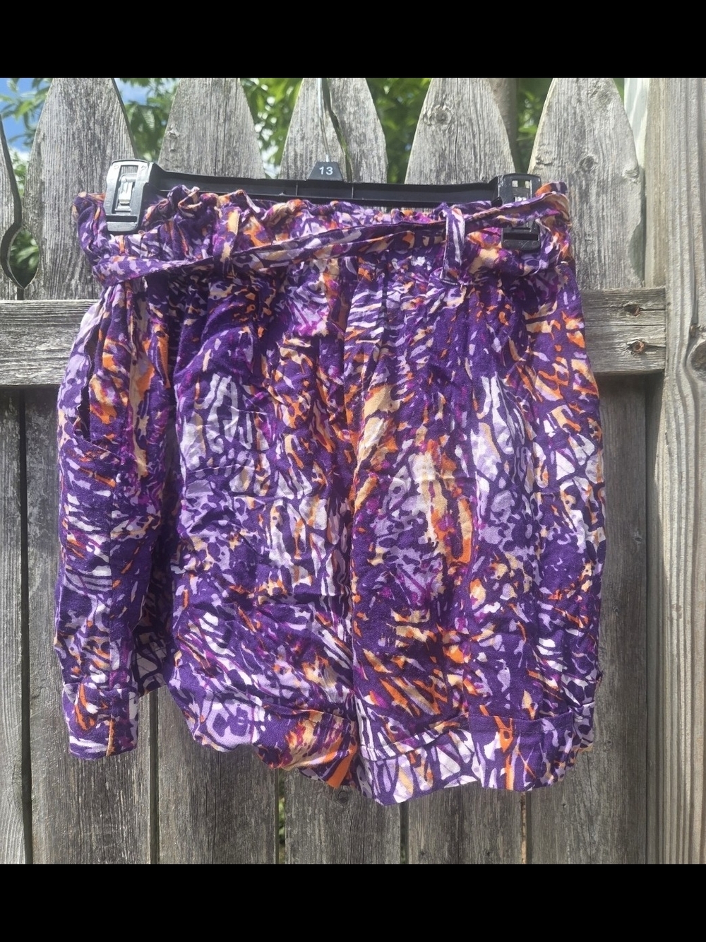 Tramp Purple & Orange Printed Women's Tie-Waist Shorts